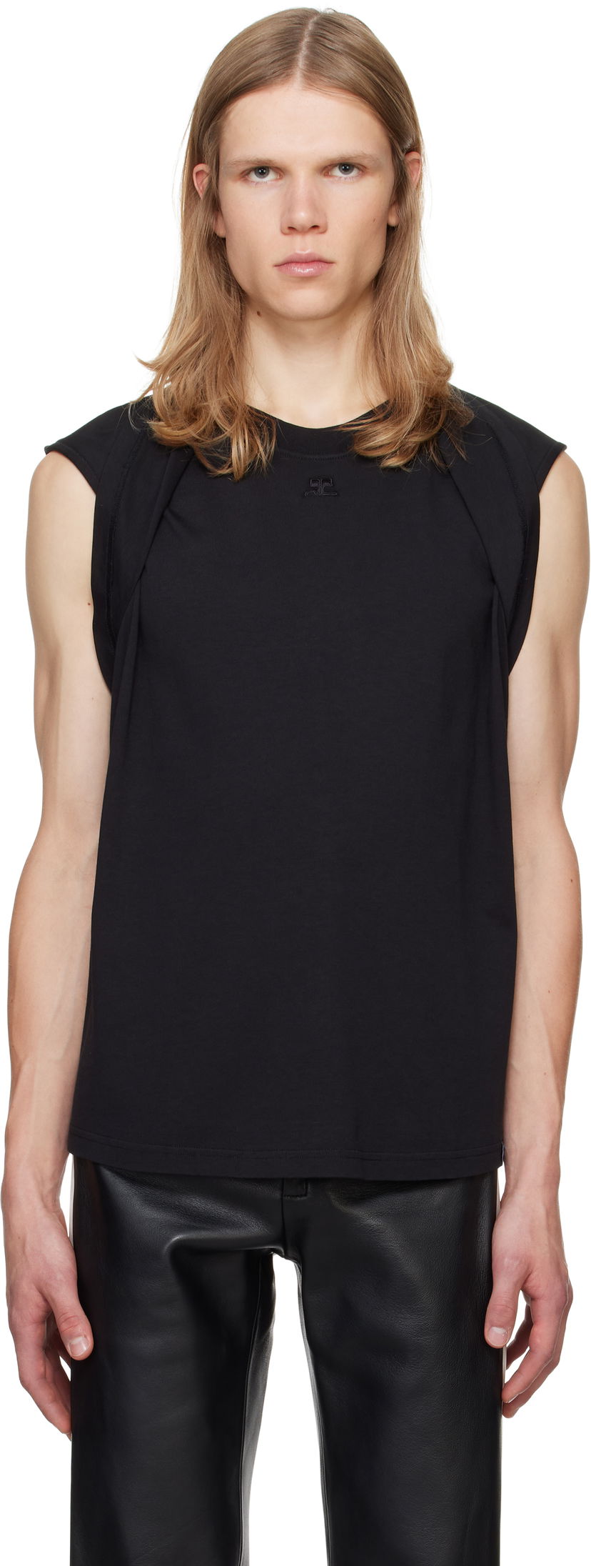 Majica bez rukava Courrèges Courrèges Draped Tank Top Crna | 324JDE081JS0107
