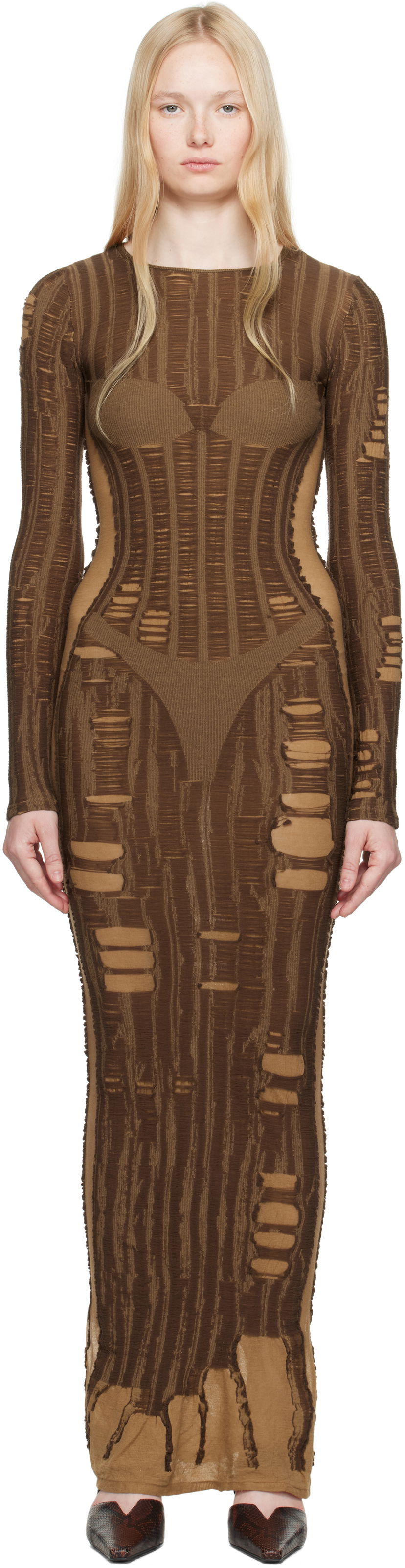 Haljina Diesel Diesel M-Calimera Maxi Dress Smeđa | A18125 0BJBI