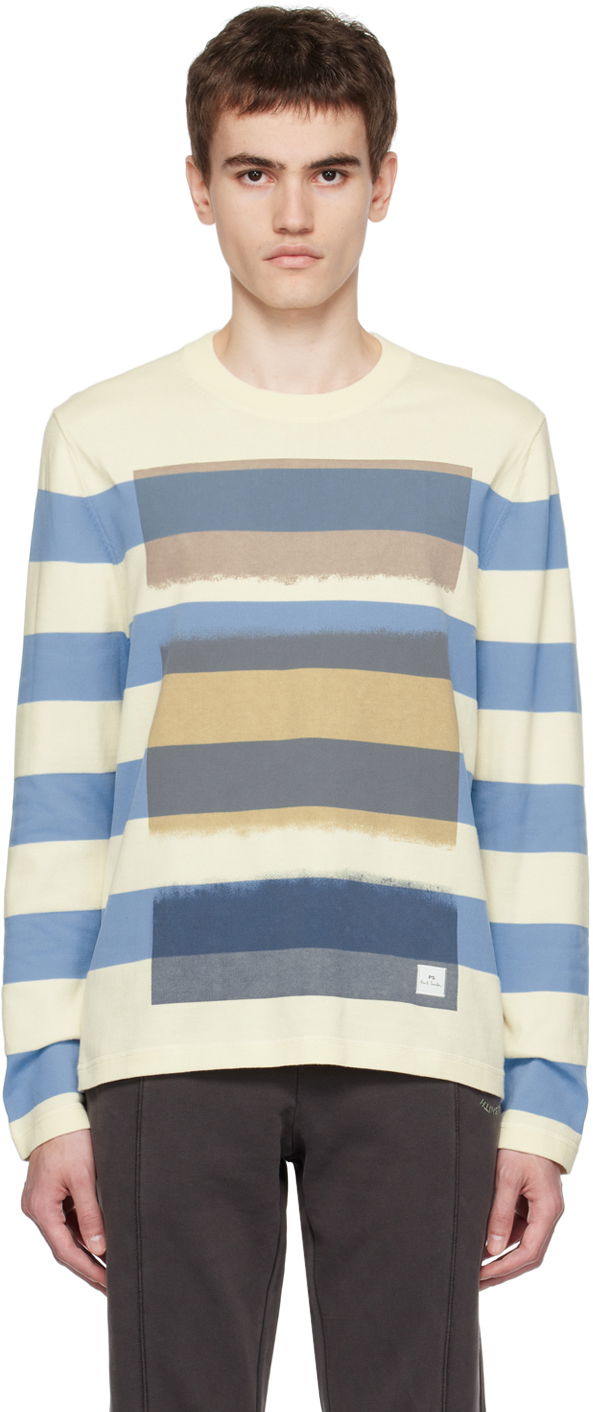 Majica kratkih rukava Paul Smith PS Paul Smith Stripe Long Sleeve Sweater Bež | M2R-226Y-L21872