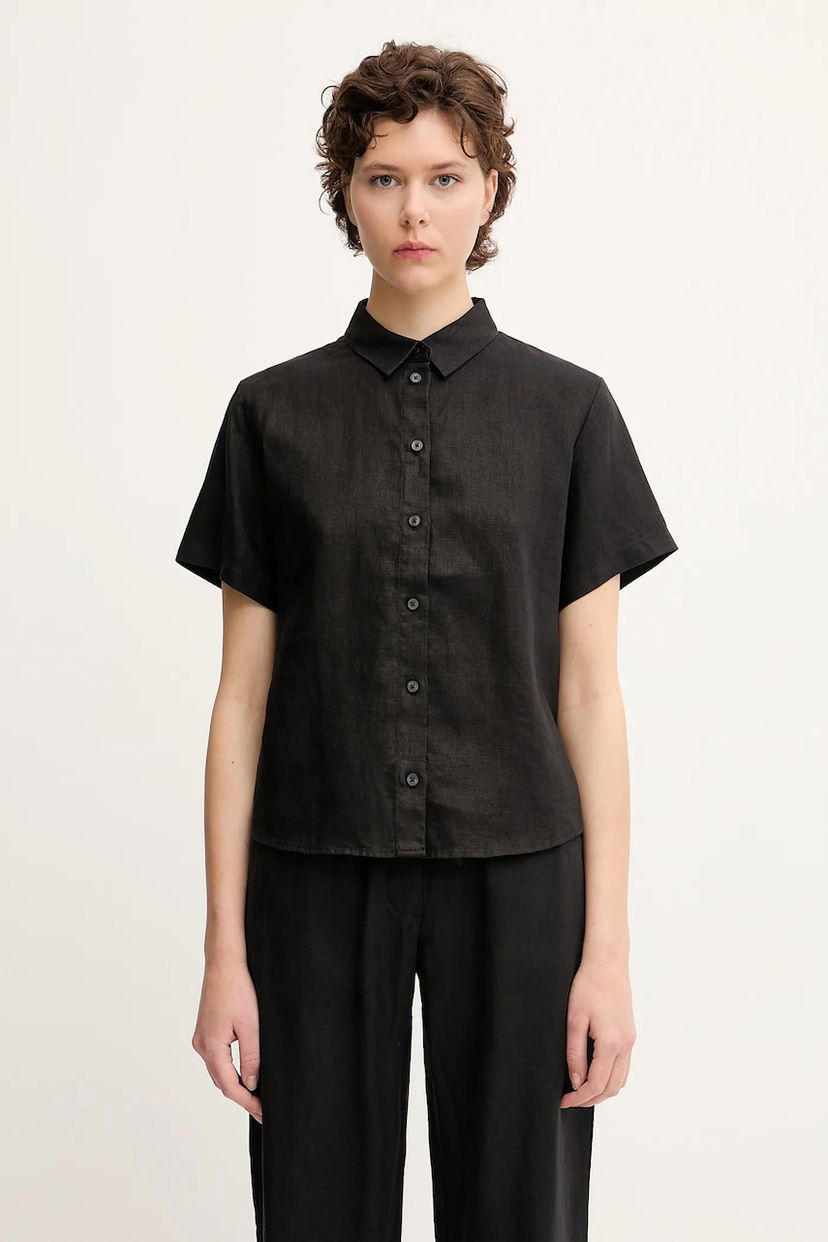 Košulja Samsoe Samsoe Samsoe Samsoe MINA Linen Regular Fit Collared Shirt Crna | F23900009