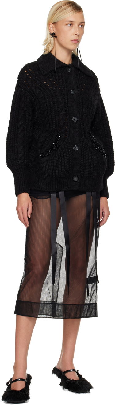 Džemper Simone Rocha Simone Rocha Sculpted Chunky Knit Cardigan Crna | MZMK1B 0665, 3