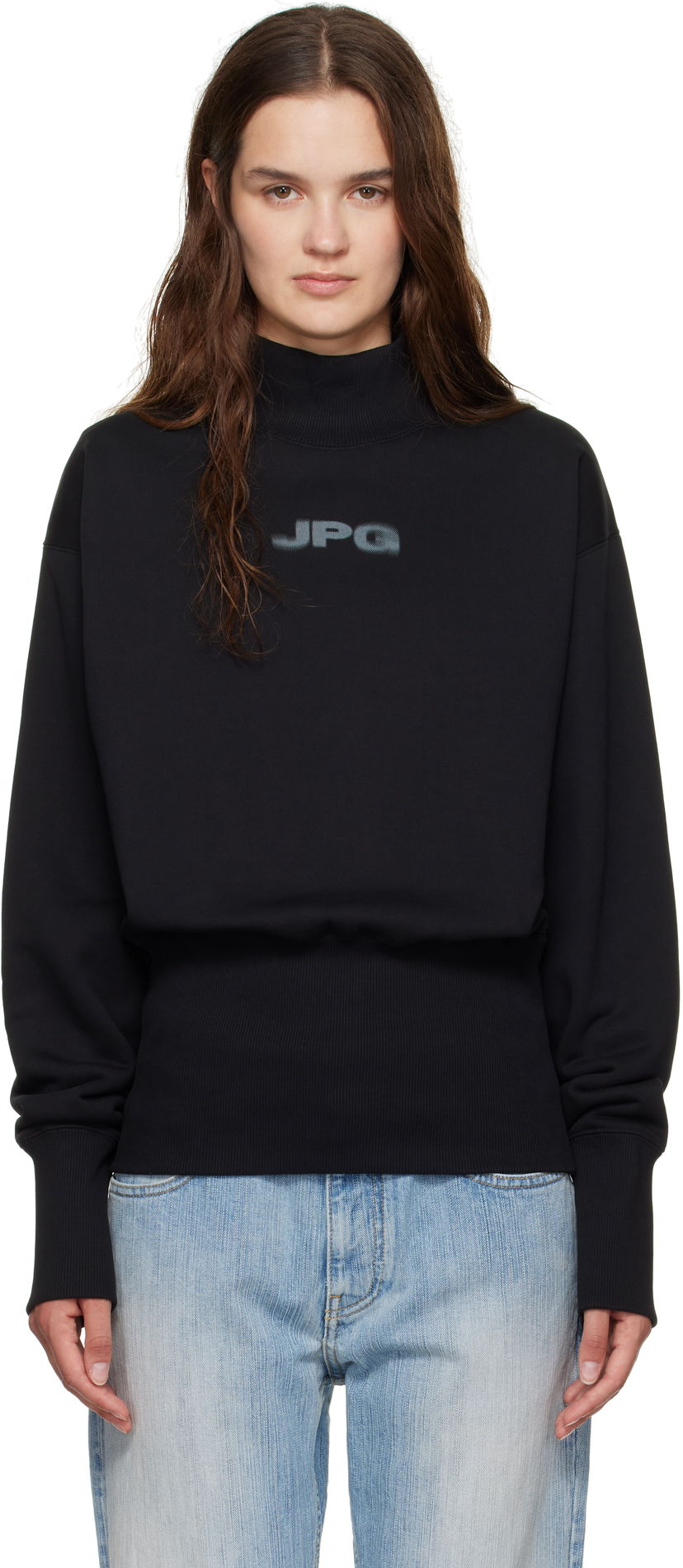 Dukserice Jean Paul Gaultier Jean Paul Gaultier Cropped Mock Neck Sweatshirt Crna | 25/03-W-TO289-J003-0004