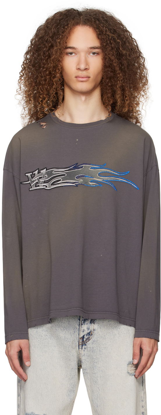 Majica kratkih rukava We11done We11done Faded Long Sleeve T-Shirt Siva | WD-TT0-24-752-U-CH