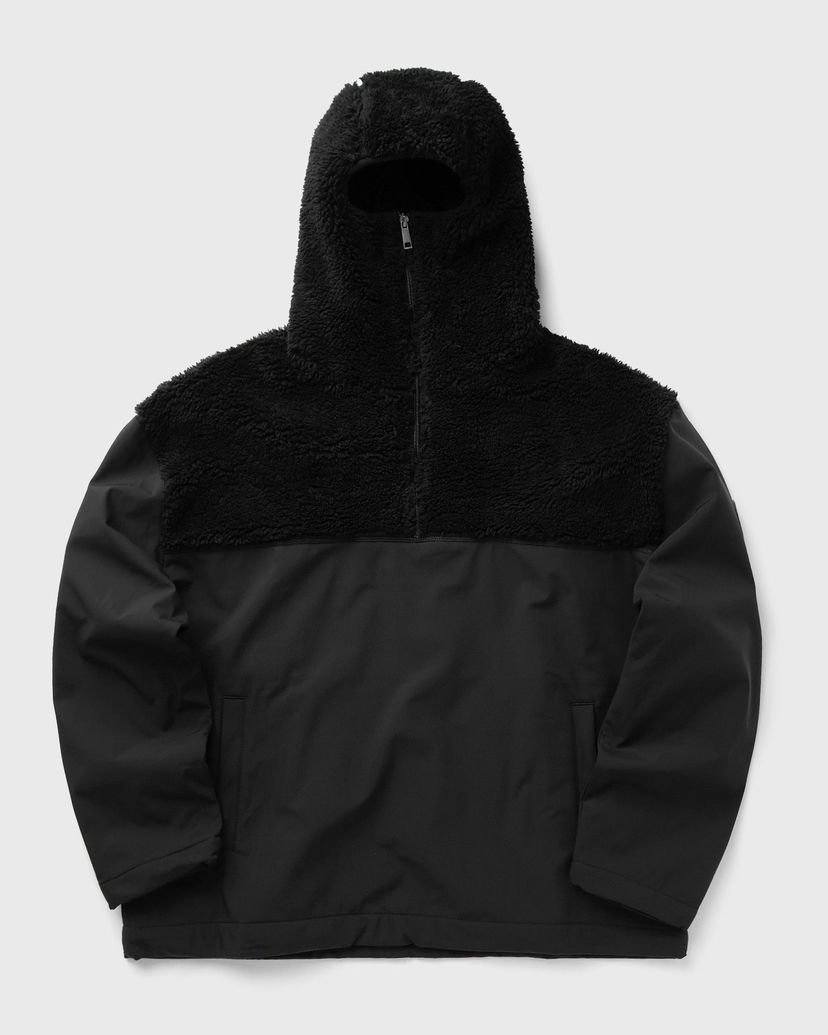 Dukserice DAILY PAPER Half-Fleece Hoodie with Zippered Neck Crna | 2423076