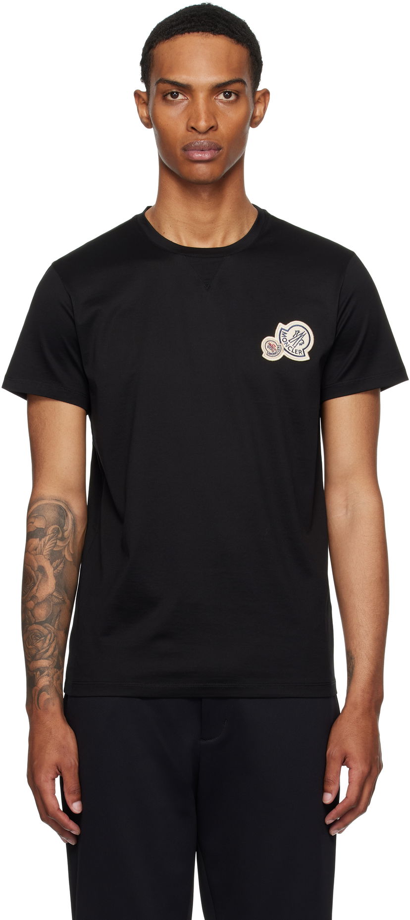 Majica kratkih rukava Moncler Moncler Double Logo Patch Cotton T-Shirt Crna | K20918C000358390Y