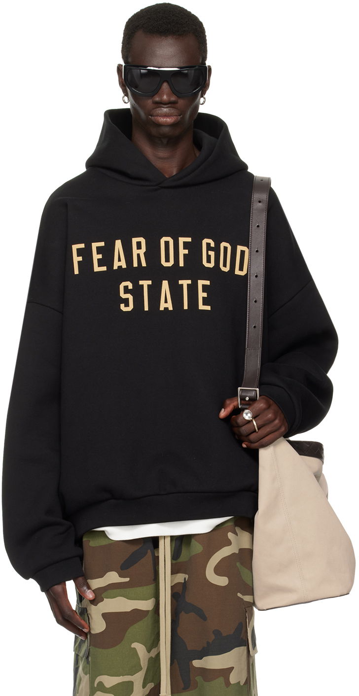 Dukserice Fear of God Fear of God ESSENTIALS Printed Logo Hoodie Crna | 192BT246250F