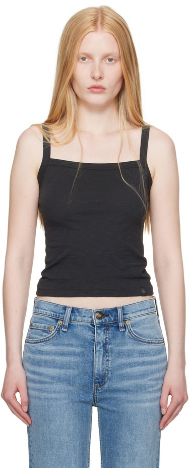 Majica bez rukava rag & bone Rag & Bone Slub Square Neck Tank Top Crna | WCC25ST010CH10, 0