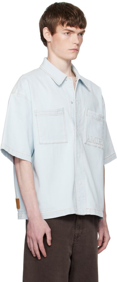 Košulja AMIRI AMIRI 3D Short Sleeve Snap Denim Shirt Crna | AMDNIR1041, 4