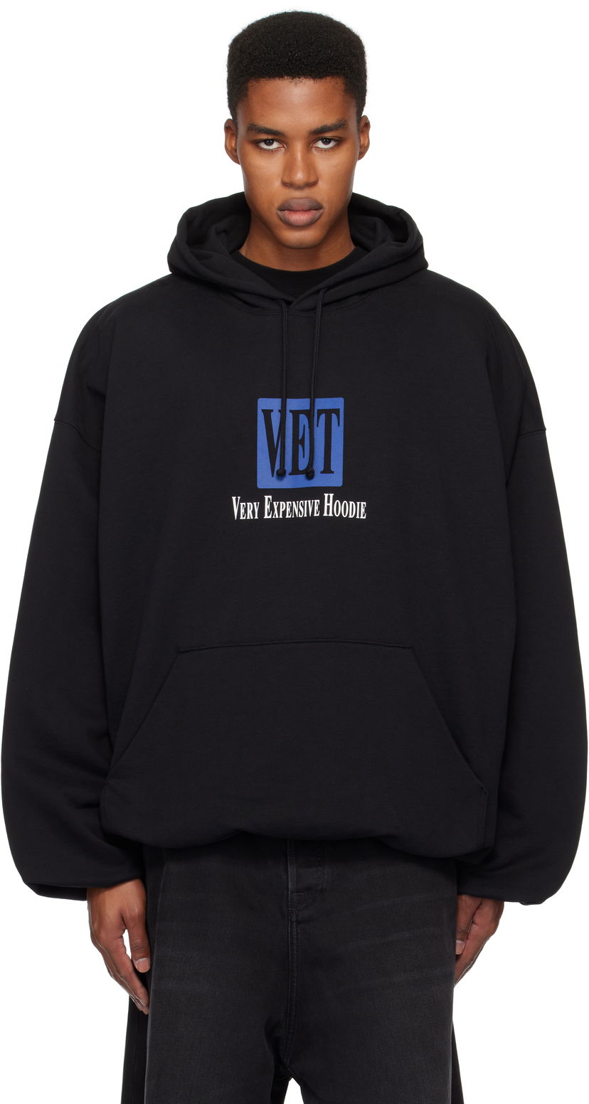 Dukserice VETEMENTS 'VET' Cropped Boxy Hoodie Crna | UA66HD640B