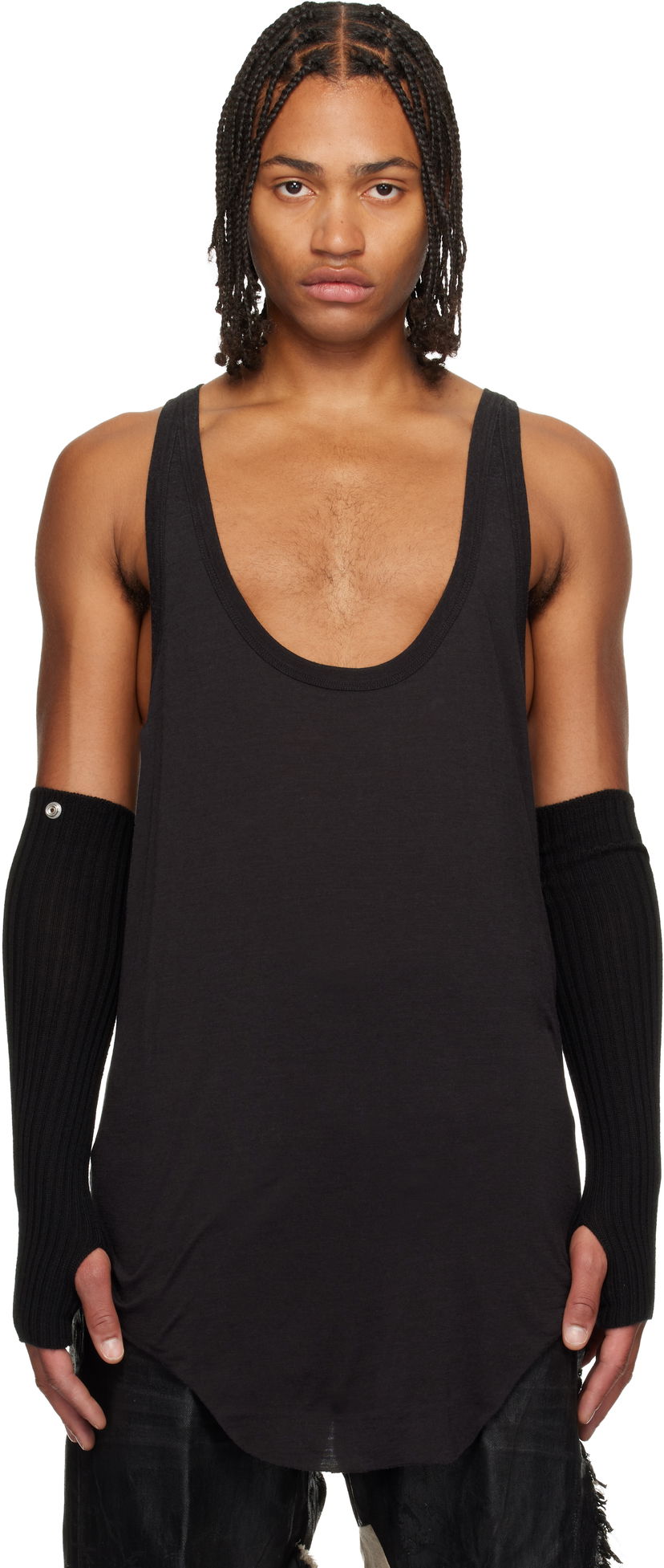 Majica bez rukava Rick Owens Concordians Pony Deep Scoop Neck Tank Top Crna | RR02E1101 JSW