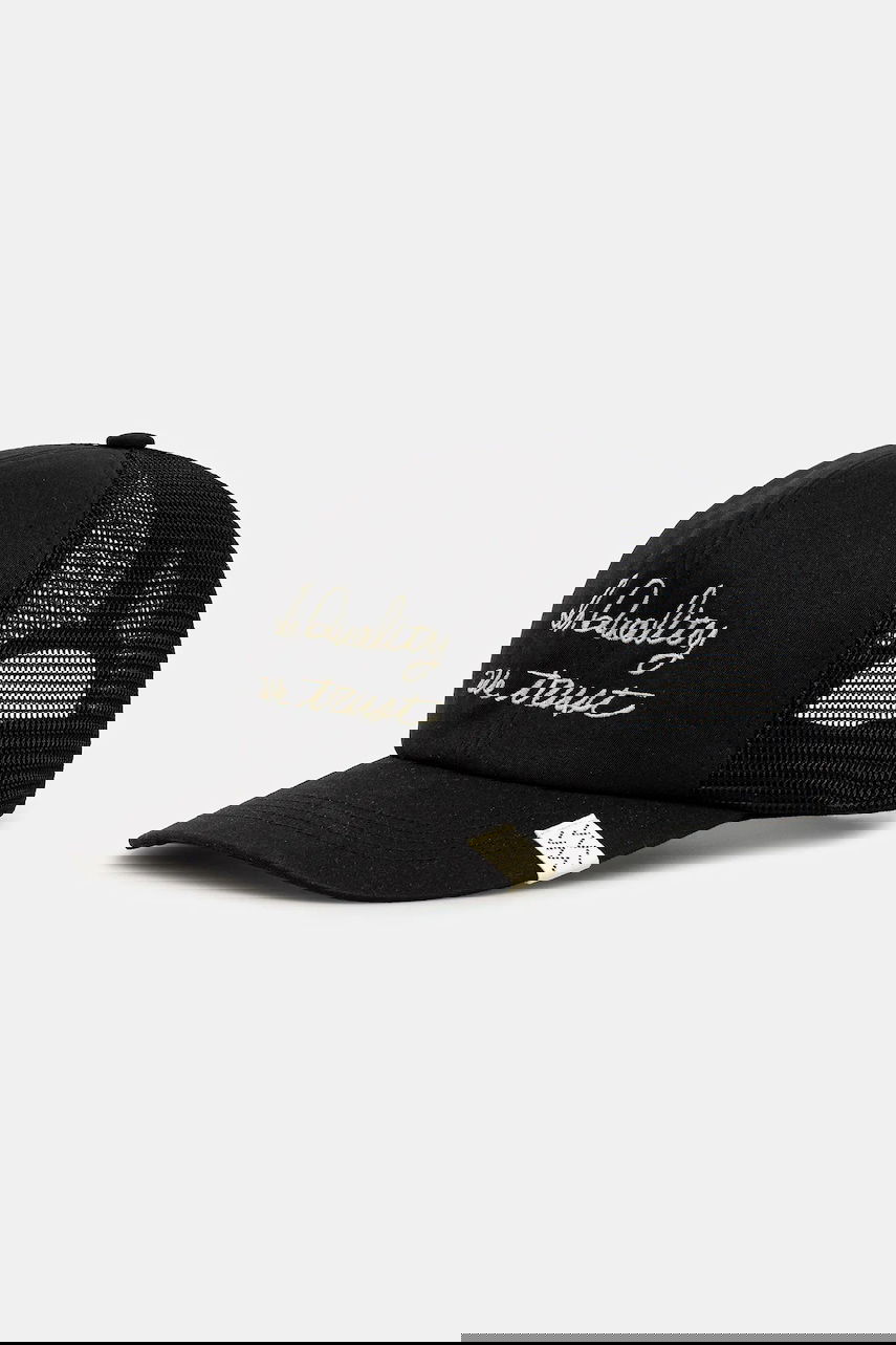 Kapa visvim goodyear ii Trucker Cap with 'In Quality We Trust' Embroidery Crna | 125103003009, 0