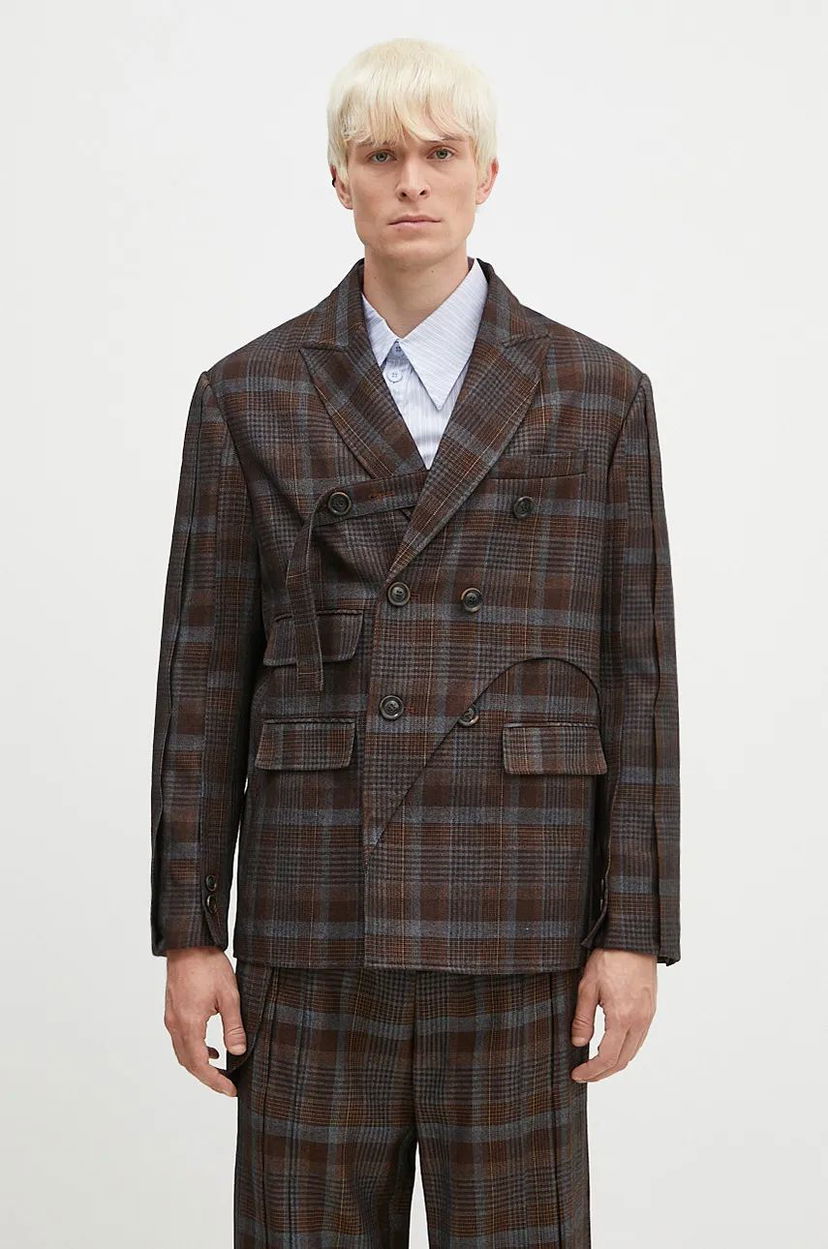 Jakna Andersson Bell Soe Check Wrap Double Breasted Jacket Smeđa | awa628m