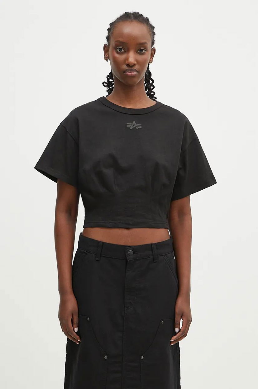 Majica kratkih rukava Alpha Industries Waisted T-Shirt Crna | 148070