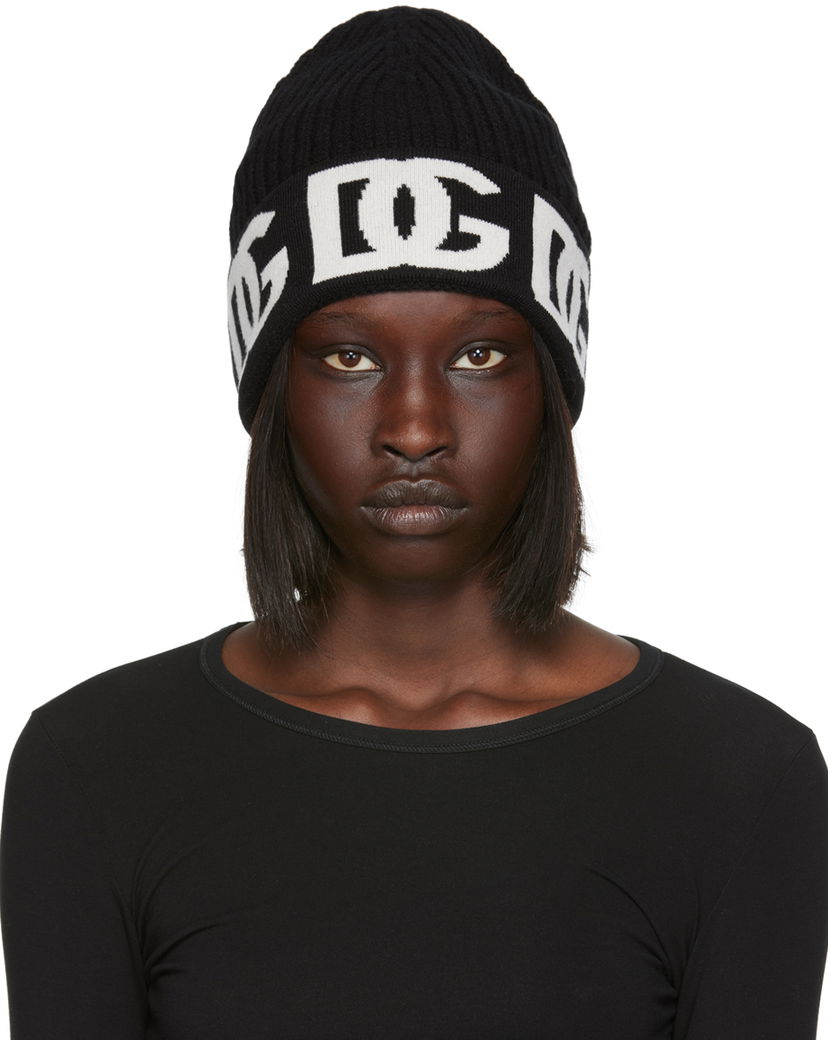 Kapica Dolce & Gabbana Black Logo Beanie Crna | FXI31T JAWP5