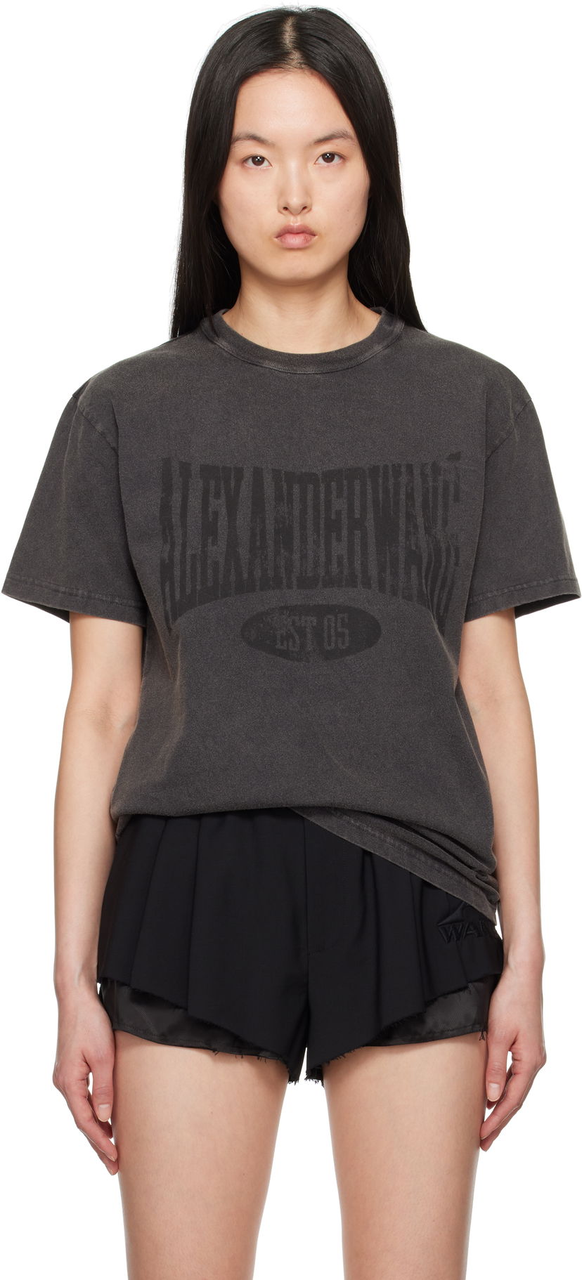 Majica kratkih rukava Alexander Wang Alexander Wang.t Distressed Logo T-Shirt Siva | 4CC2251542