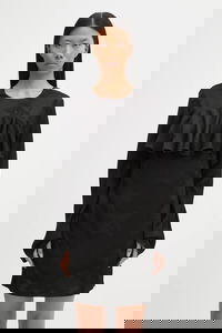 Fluid Satin Jacquard Mini Ruffle Mini Dress