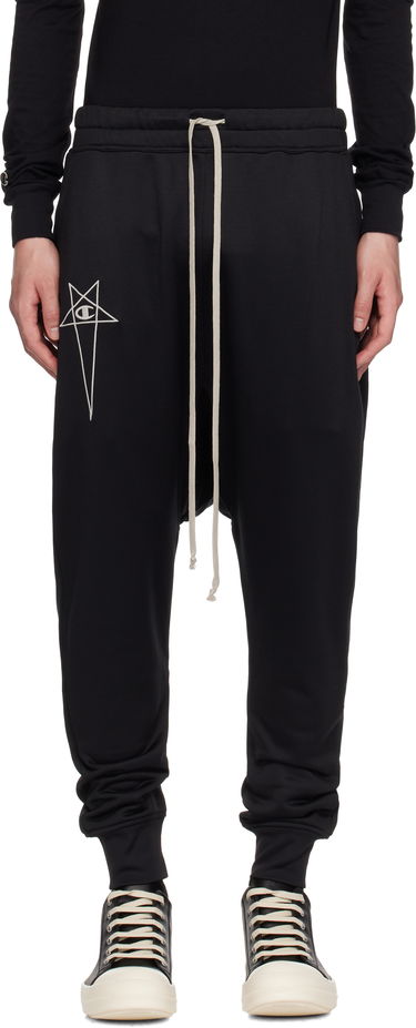 Trenirka Rick Owens Rick Owens Champion Edition Prisoner Drawstring Sweatpants Crna | CM01E1689 CHJS SHINY SWEAT JERSE, 0