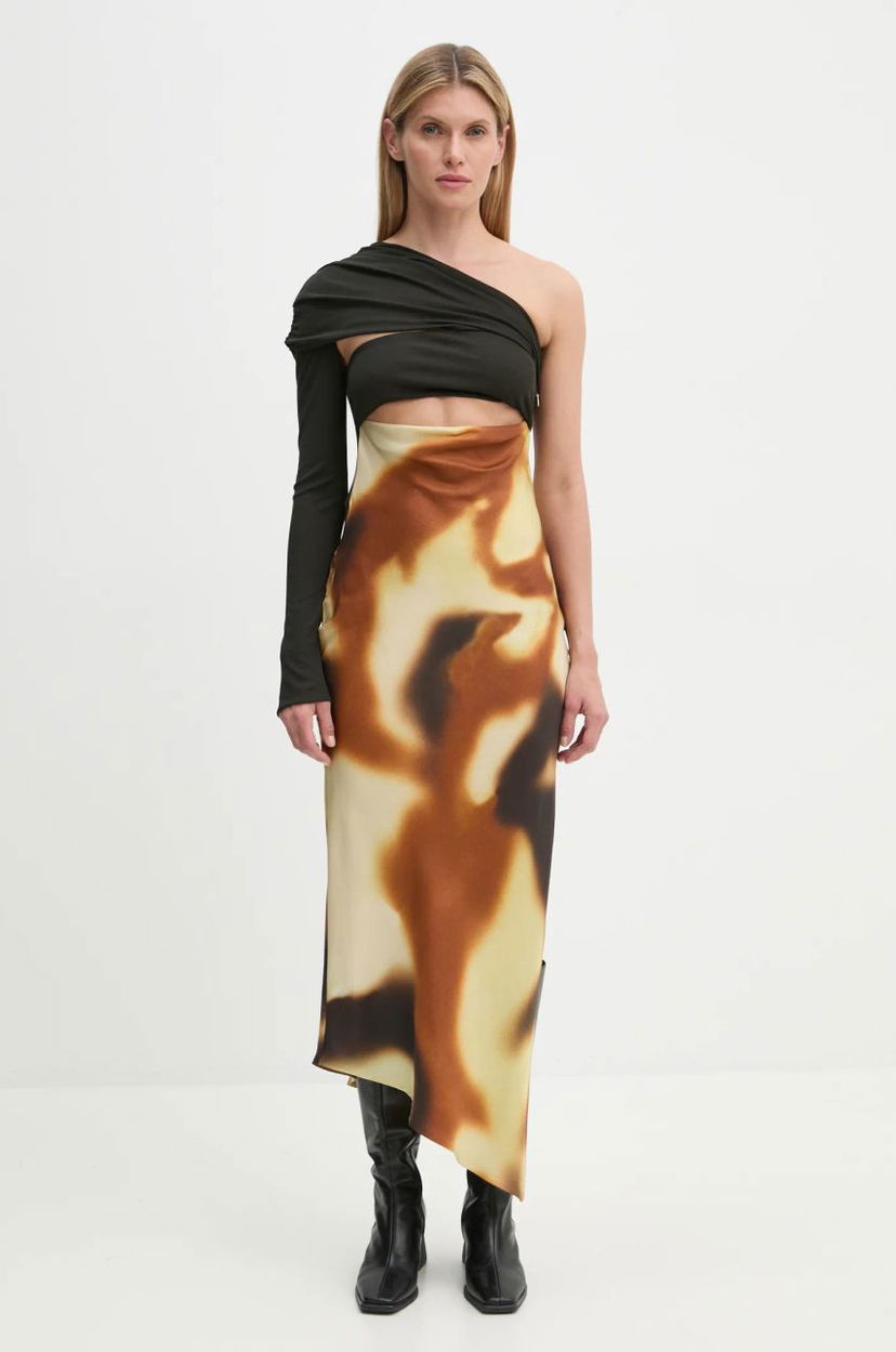 Haljina Nanushka One-shoulder Maxi Dress with Abstract Print Višebojno | NW24FWDR41050