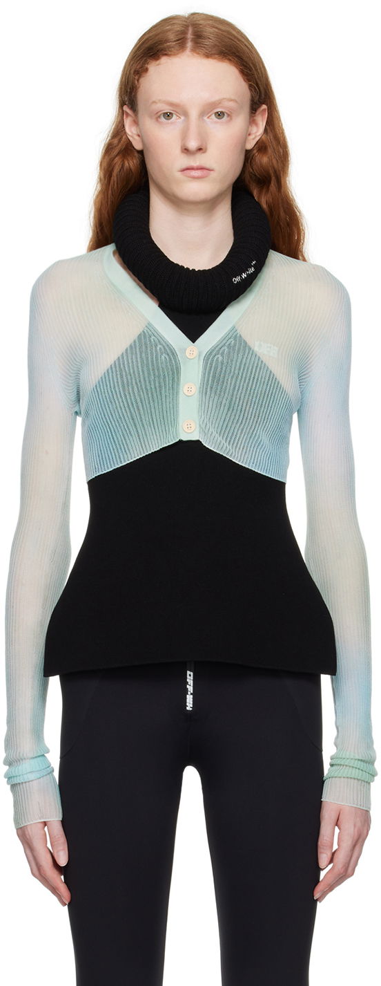 Džemper Off-White Off-White See-Through Knit Cardigan Tirkiz | OWHB035S23KNI0014001