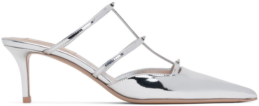 Tenisice i cipele Valentino Garavani Silver Rockstud Wispy Calfskin 60mm Mules Bijela | 5W2S0JB1VNM