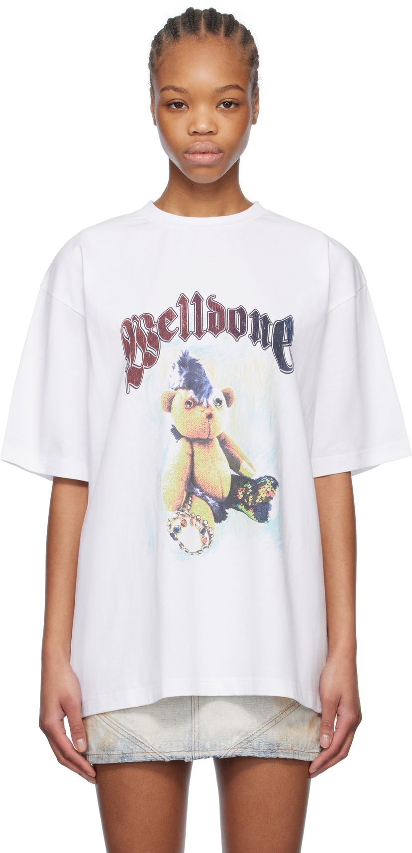 Majica kratkih rukava We11done We11done Punk Teddy Graphic T-Shirt Bijela | WD-TT0-25-747-U-WH