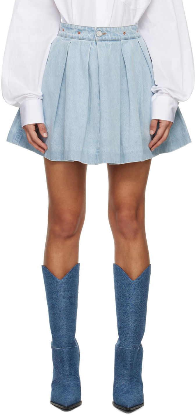 Suknja VETEMENTS Pleated Denim Miniskirt Plava | WE64SK600N