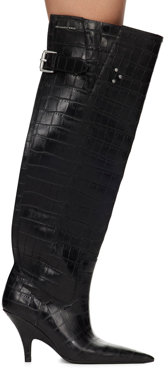 Njega cipela Alexander Wang Alexander Wang Diablo Open Back Knee-High Boots Crna | 30324B030