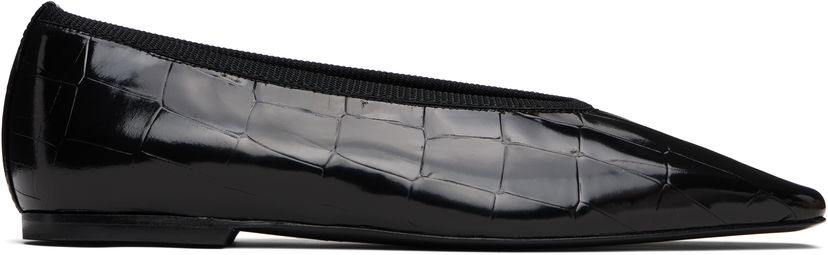 Njega cipela TOTEME TOTEME Minimalist Croco-Embossed Ballerina Flats Crna | 253-WAS0218-LE0153