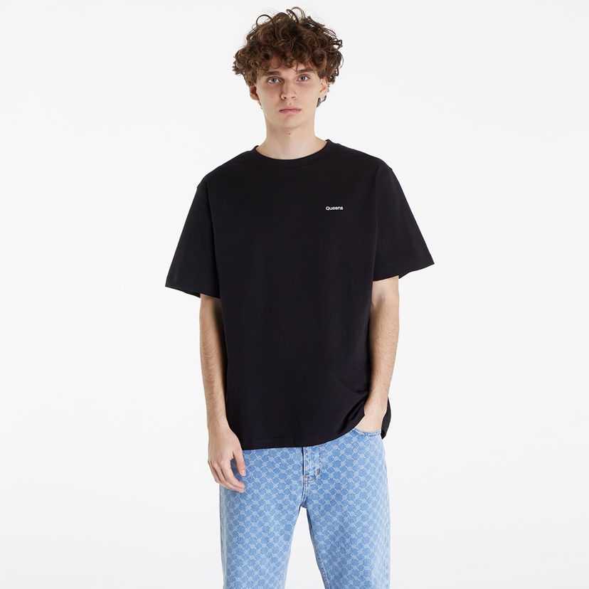 Majica kratkih rukava Queens Essential T-Shirt With Contrast Print Black Crna | QNS_022