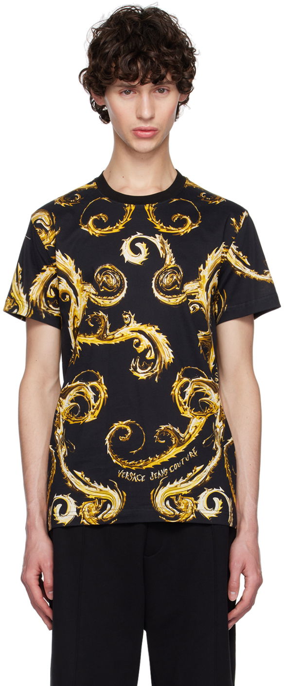 Majica kratkih rukava Versace Jeans Couture Black Chromo Couture T-Shirt Crna | E77GAH6S0_EJS388