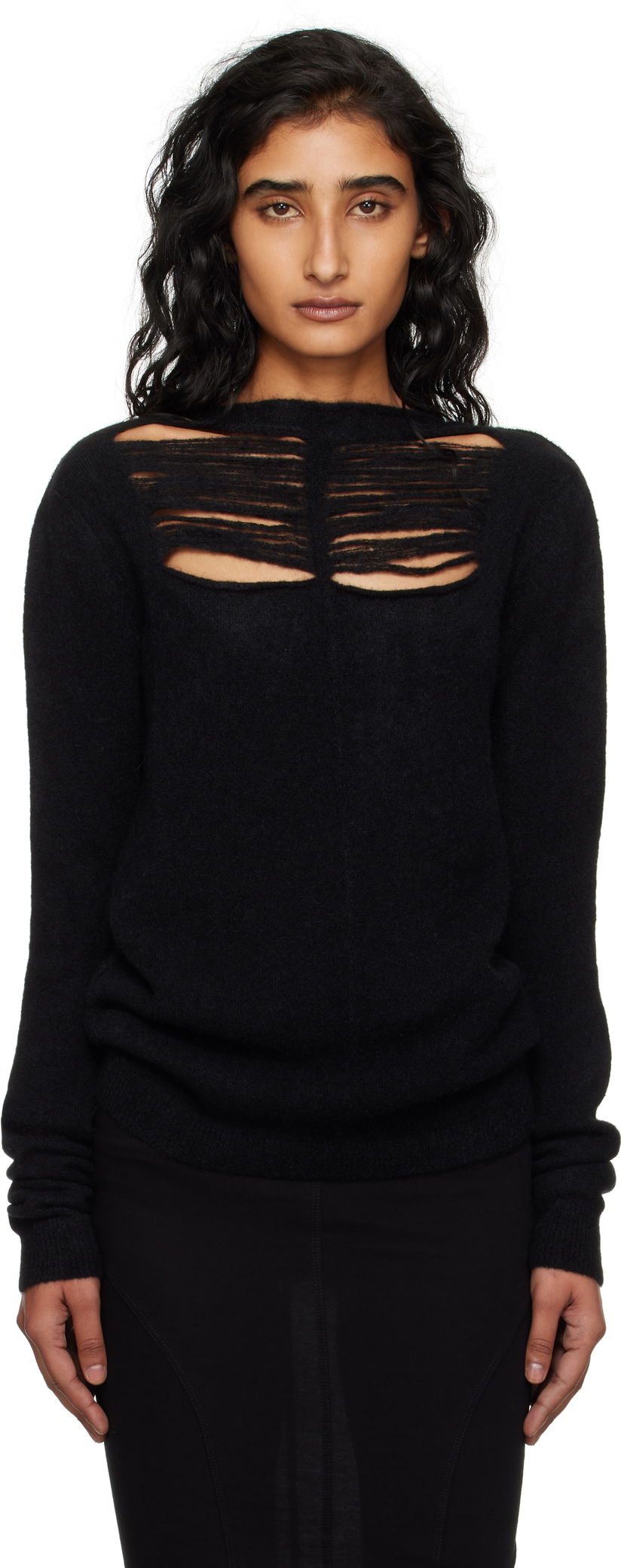 Džemper Rick Owens Rick Owens Concordians Long Sleeve Sweater Crna | RP02E4601 KGRIDP