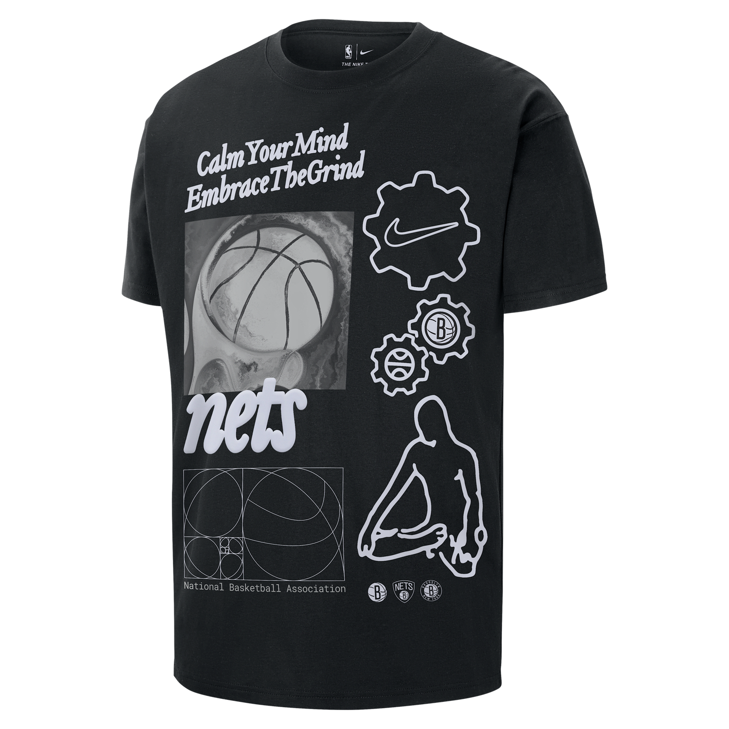 Majica kratkih rukava Nike Max90 Brooklyn Nets Courtside T-Shirt Crna | HQ0625-010, 1