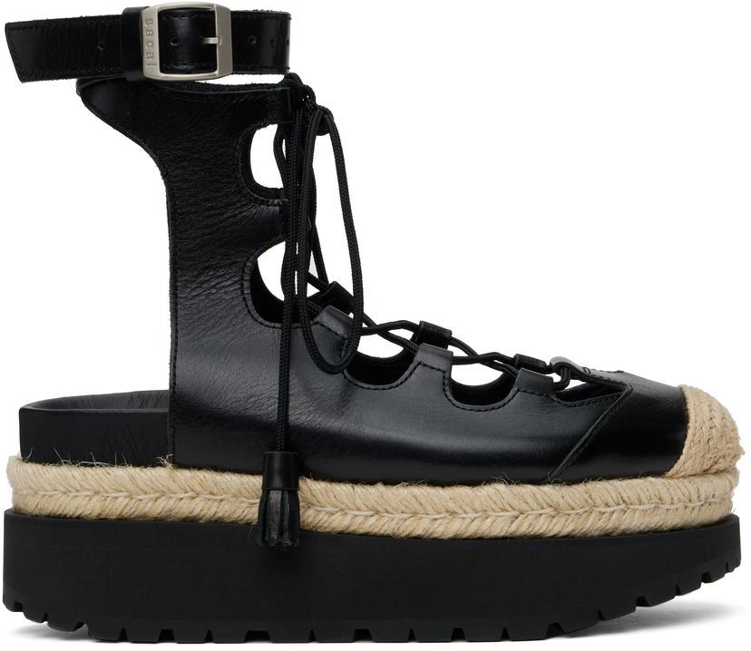 Njega cipela sacai Sacai Ghillie Heeled Sandals Crna | 25-07920