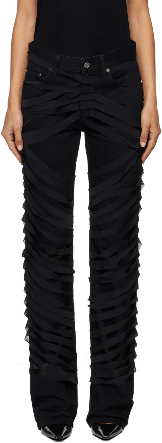 Jeans Helmut Lang Ribbons Decorated Worker Pants Crna | O06DW201