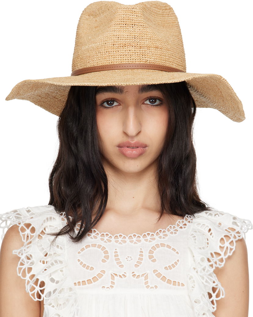 Šešir rag & bone rag & bone Leather-Trimmed Wide-Brim Raffia Panama Hat Bež | WJW25SH1015ST15