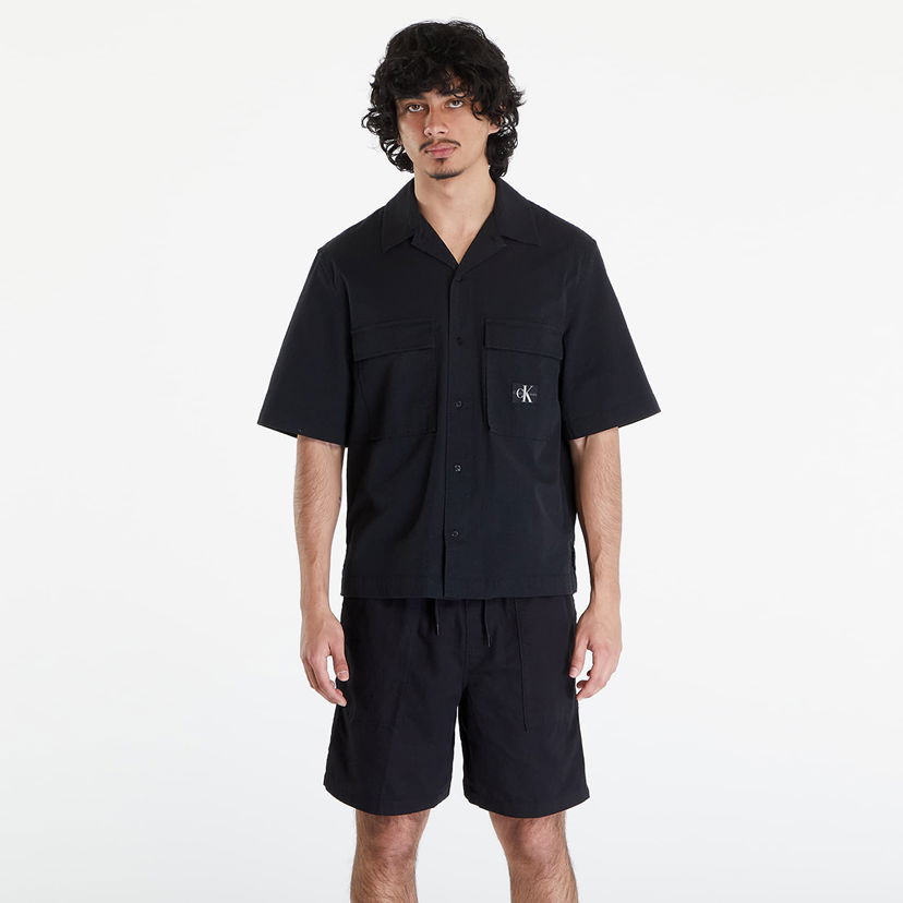 Košulja CALVIN KLEIN Seersucker Short Sleeve Shirt Black Crna | J30J325175 BEH