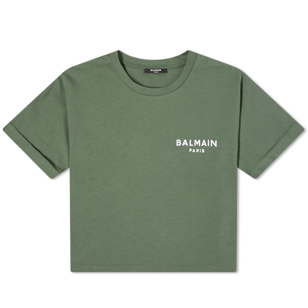 Crop top Balmain Cropped Logo Tee Zelena | WF0EE005B013, 0