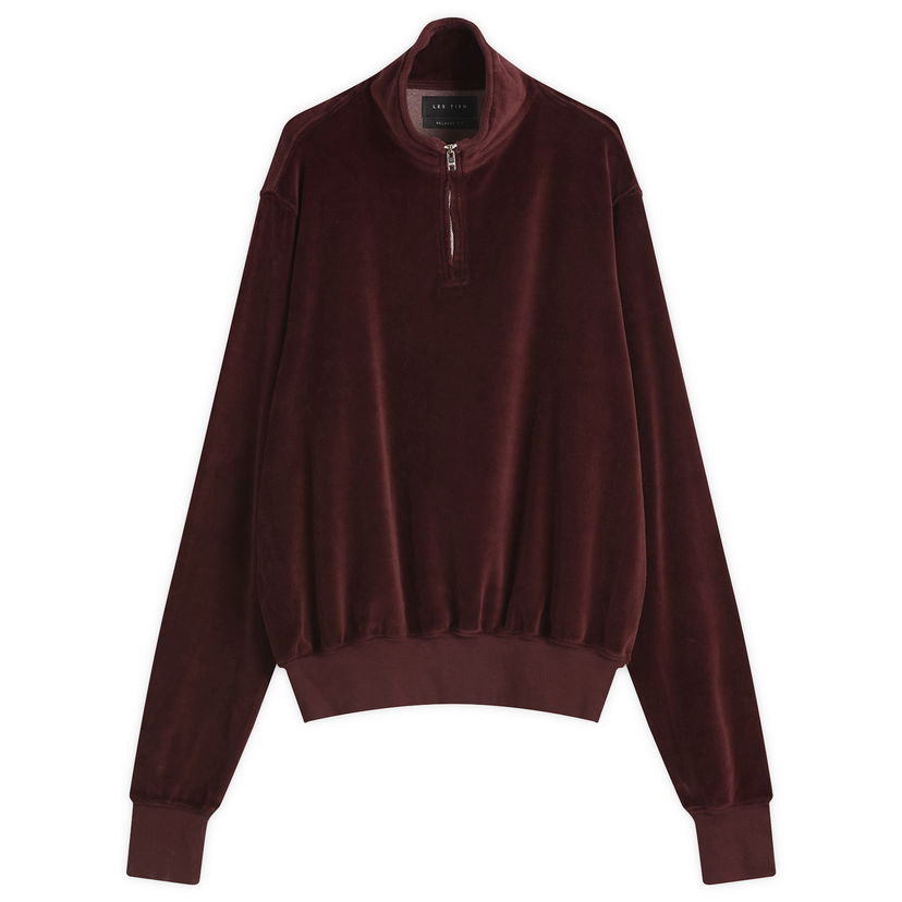 Džemper LES TIEN Les Tien Velour Half Zip Yacht Pullover, Size Large Tamnocrvena | VL-1114-WRM