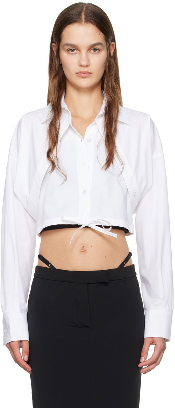 Košulja Alexander Wang Layered Cropped Tie-Front Shirt Bijela | 4WC1241446