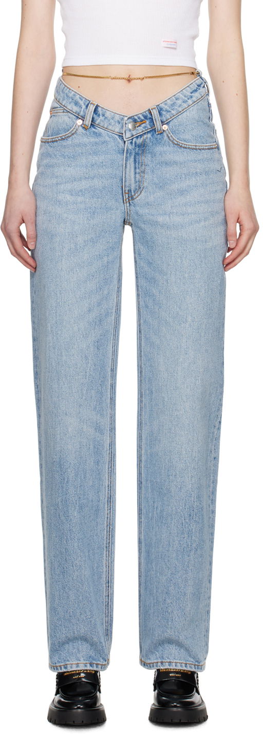 Jeans Alexander Wang Nameplate V-Front Jeans Plava | 4DC1244208