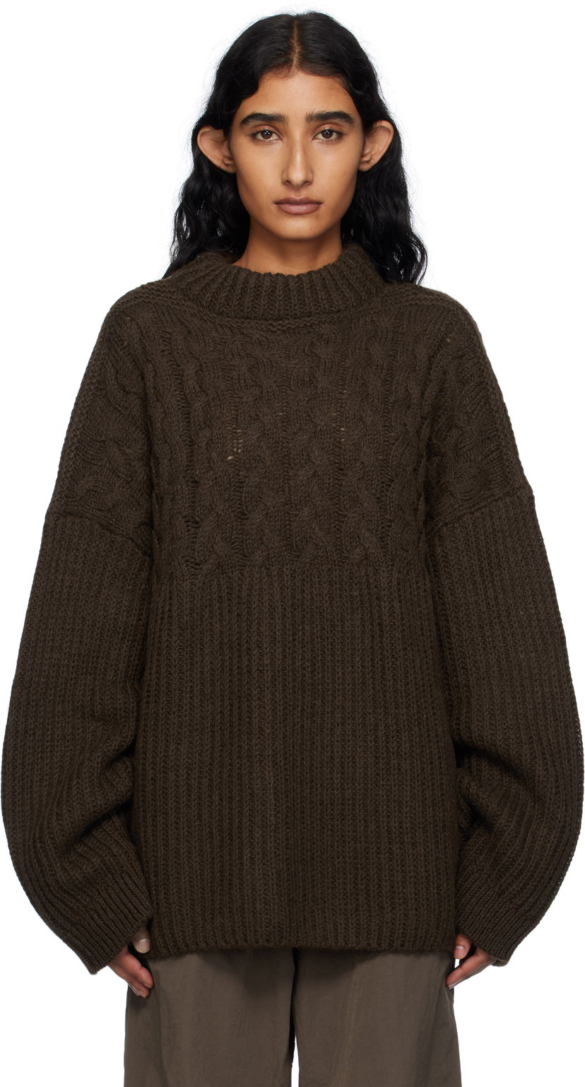 Džemper Cecilie Bahnsen Cecilie Bahnsen Belinda Cable Knit Sweater Smeđa | 2.25KNI51004 BELINDA JUMPER