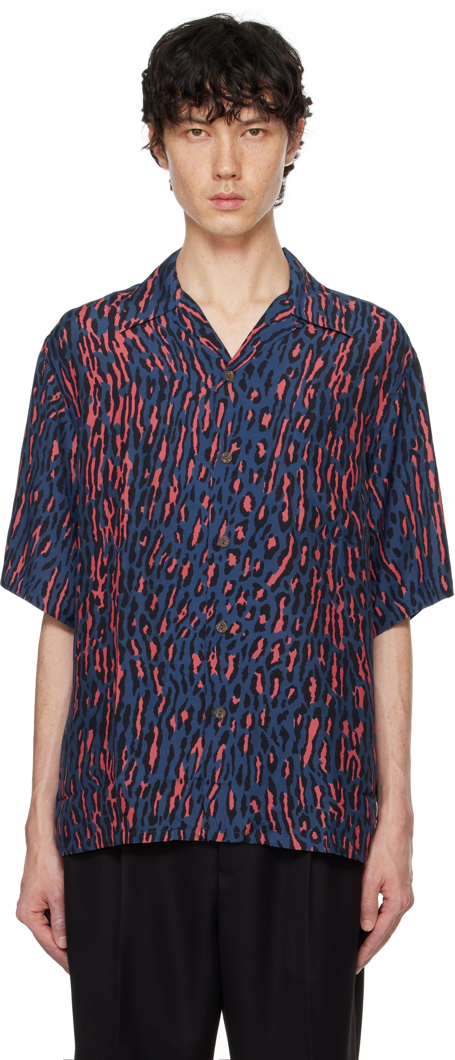 Košulja WACKO MARIA WACKO MARIA Leopard Print Short Sleeve Shirt Plava | 24FWE-WMS-HI01, 0