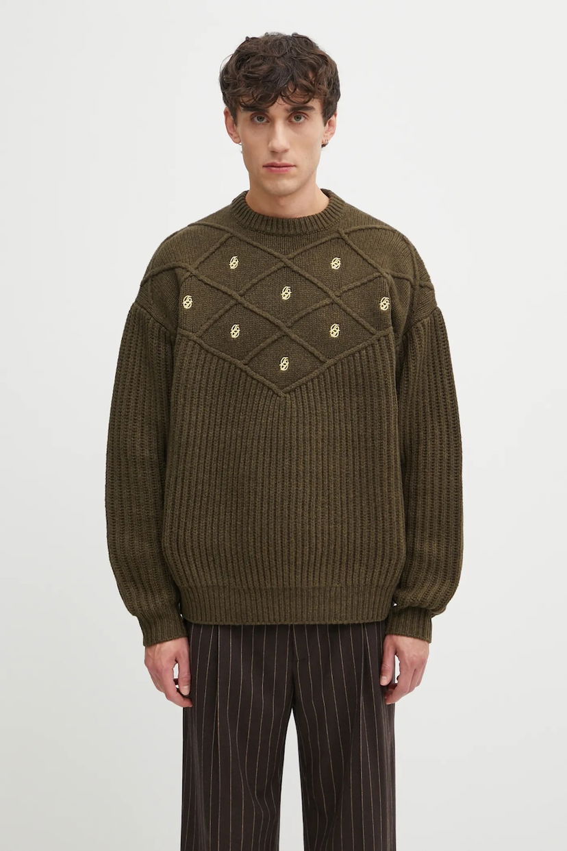 Džemper Drôle de Monsieur Drôle de Monsieur La Maille Monogramme Wool Knit Sweater Zelena | I.PO180.WO018
