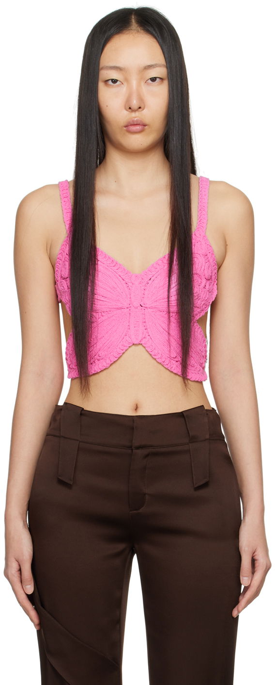 Majica bez rukava Blumarine Butterfly Knitted Tank Top Ružičasta | P422M454A