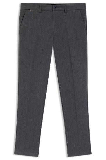 Hlače BOSS Slim-Fit Brushed Herringbone Trousers Siva | 50549452, 0