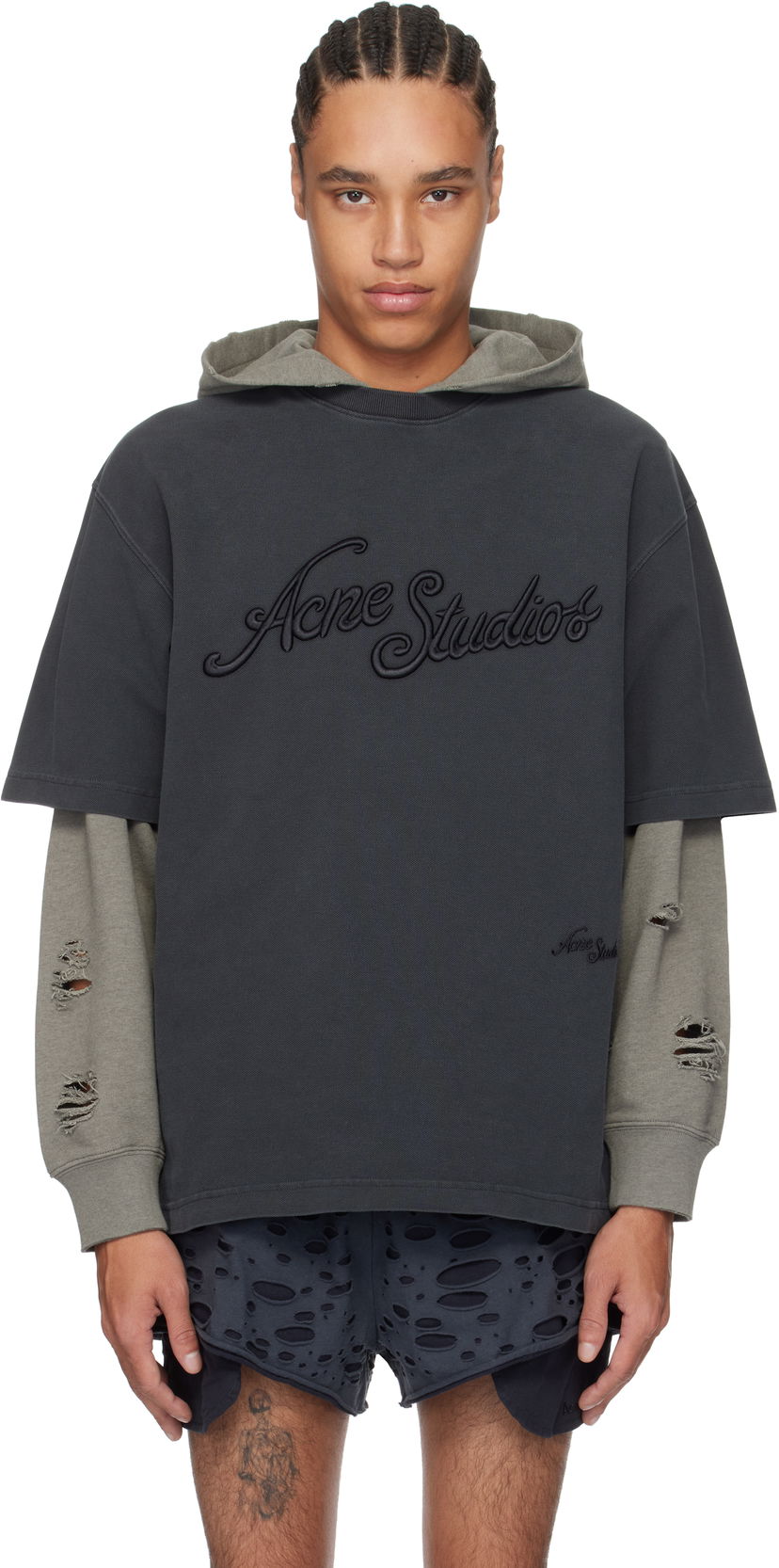 Dukserice Acne Studios Acne Studios Relaxed Fit Logo T-Shirt Siva | CL0345-