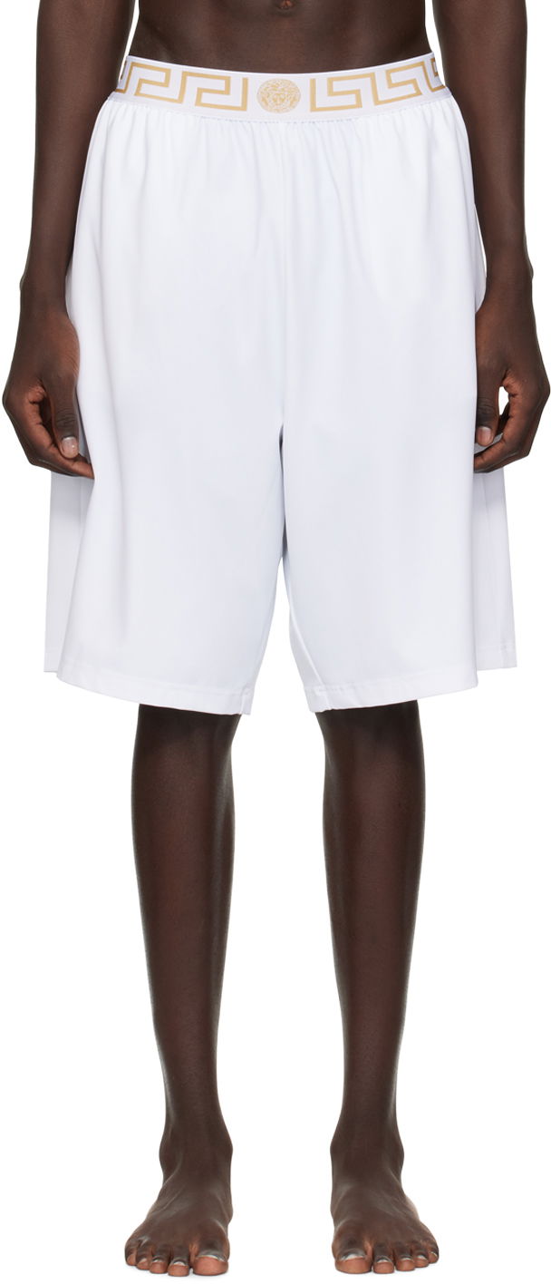 Kratke hlače Versace Versace Greca Border Swim Shorts Bijela | 1003754 1A02555