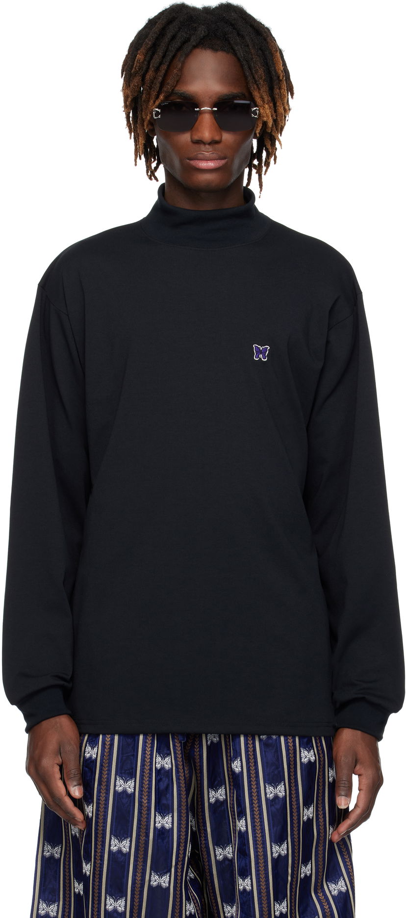 Majica kratkih rukava Needles NEEDLES Mock Neck T-Shirt Crna | QV359
