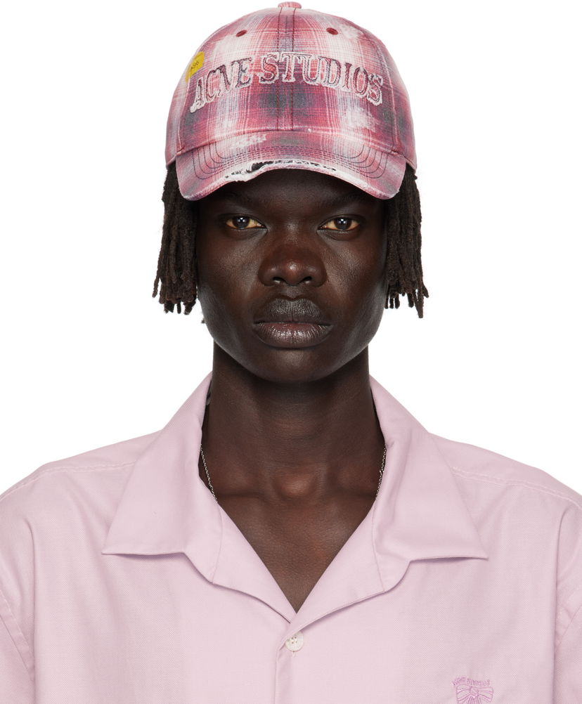 Kapa Acne Studios Distressed Plaid Cap Ružičasta | C40411-