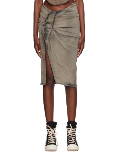 Suknja Rick Owens DRKSHDW Frayed Denim Midi Skirt Siva | DS02C5341 SDMP
